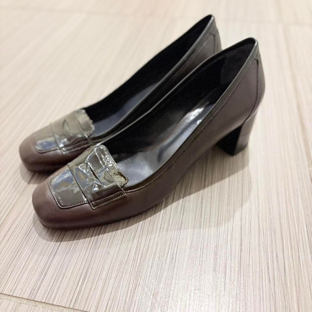 Andrea Carrano Made in Italy Brown leather‎ loafers with 2.5" heel